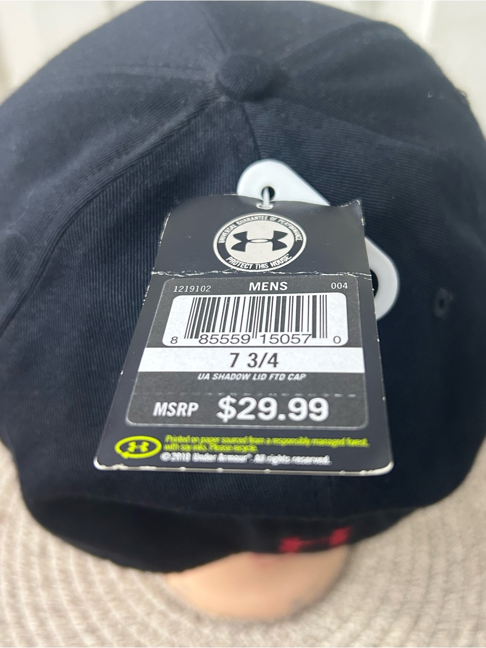 Under Armour Hat Cap Fitted Size 7 3/4 Black Big Red Stitched Logo NWT - Picture 5 of 8
